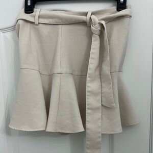 Zara Cream Mini Skirt Fit and Flare Tie Front